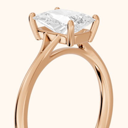 Blanche Solitaire Split Shank Radiant Diamond Engagement Ring in Rose Gold - slant-view.webp