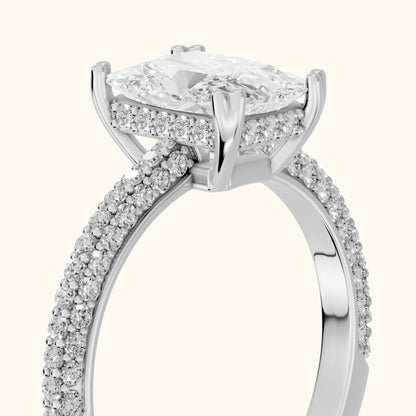 Celeste Hidden Halo Pavé Radiant Diamond Engagement Ring in Platinum - slant-view.webp