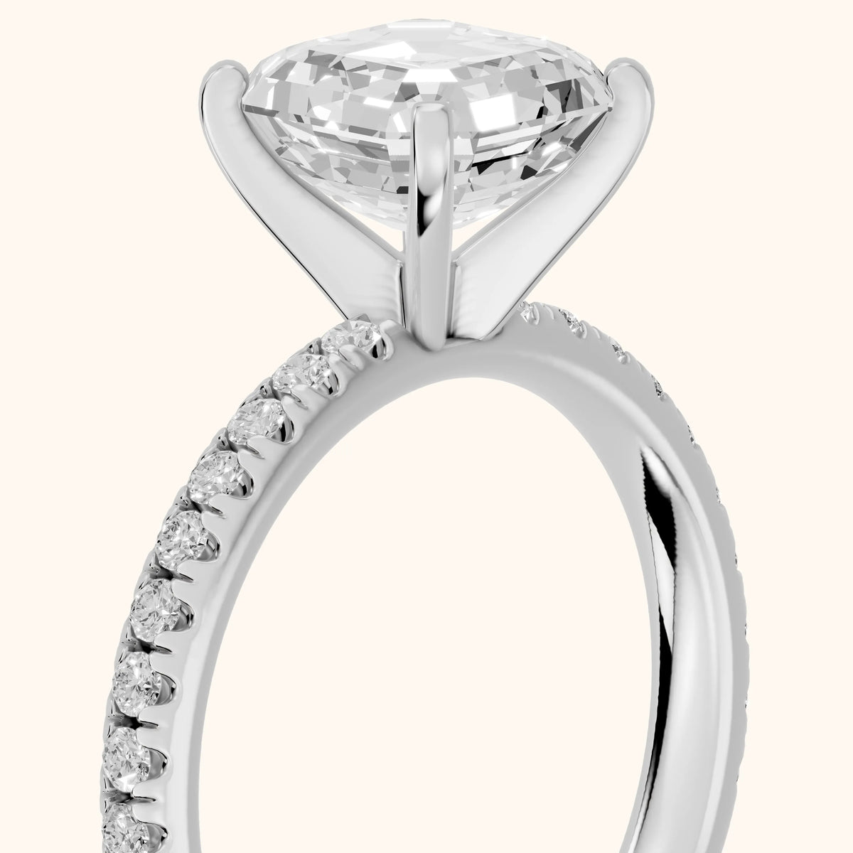Saskia French Pavé Asscher Diamond Engagement Ring in Platinum - slant-view.webp