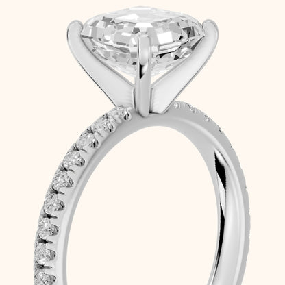 Saskia French Pavé Asscher Diamond Engagement Ring in Platinum - slant-view.webp