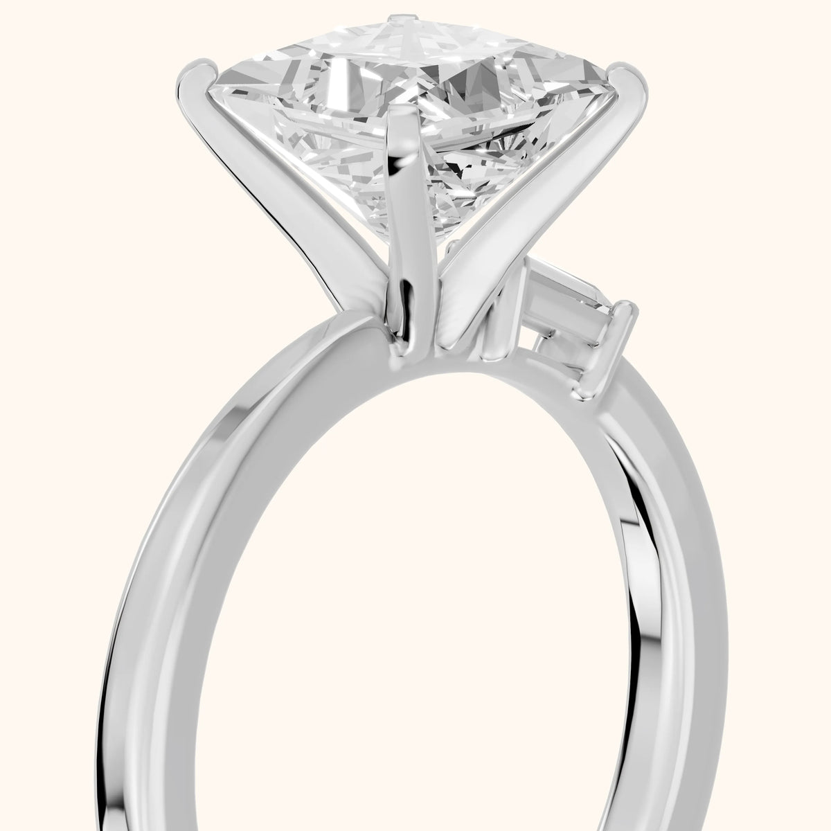 Donatella Baguette Princess Diamond Engagement Ring in Silver - slant-view.webp