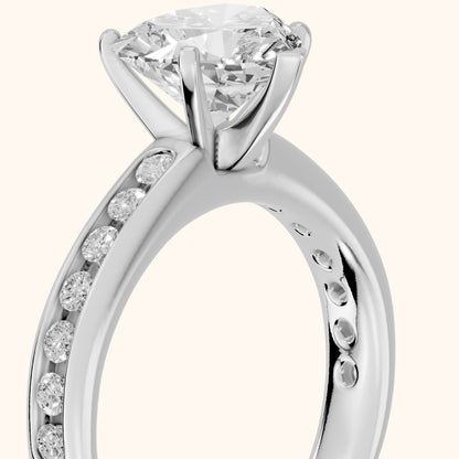 Avalon Channel Set Heart Diamond Engagement Ring in Silver - slant-view.webp