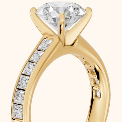 Frisco Channel Set Round Diamond Engagement Ring in Yellow Gold - slant-view.webp