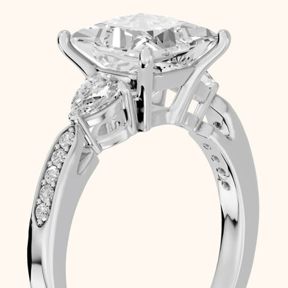 Mariana Pear-Side Three-Stone Princess Diamond Engagement Ring in Platinum - slant-view.webp
