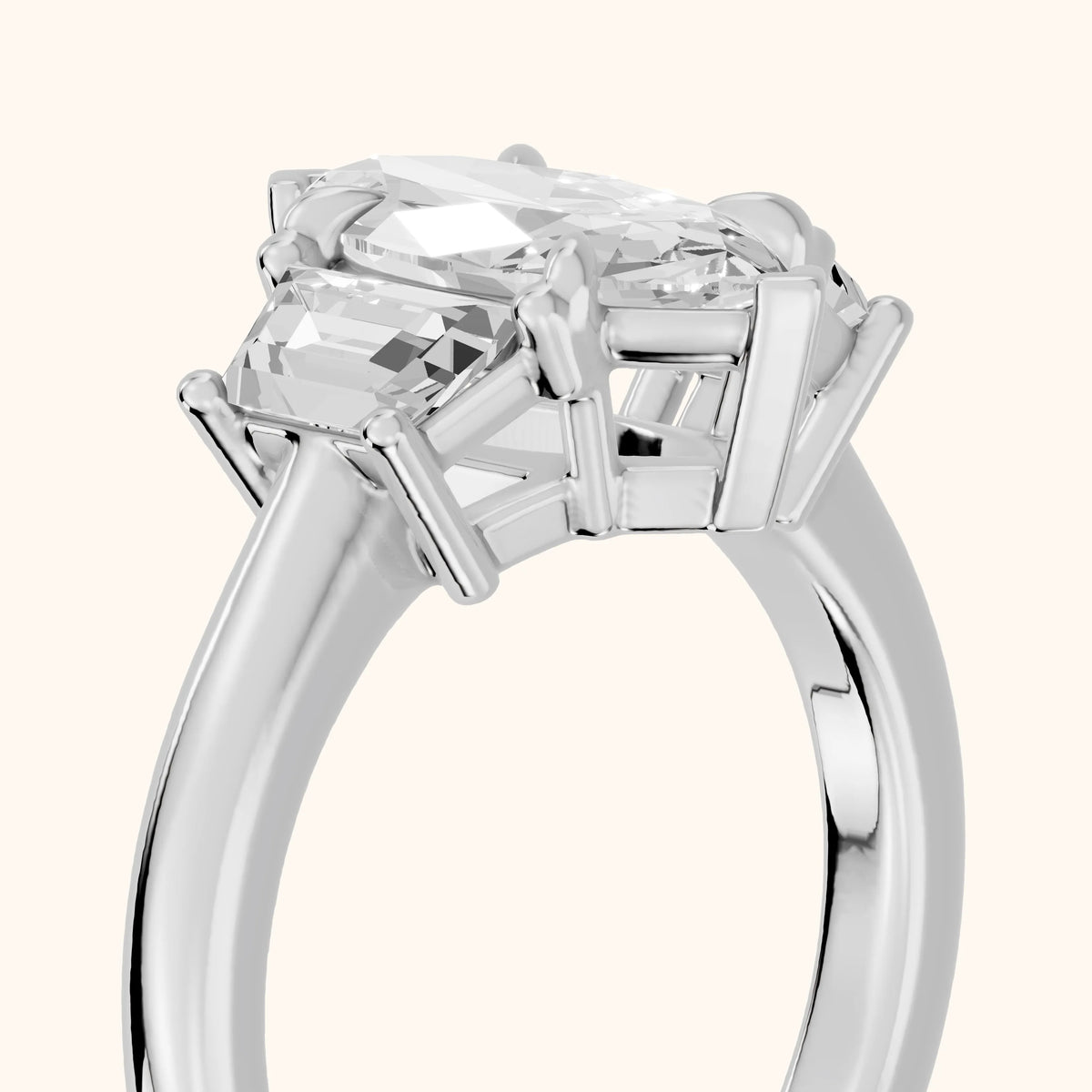 Filippa Trapezoid Three-Stone Marquise Diamond Engagement Ring in White Gold - slant-view.webp
