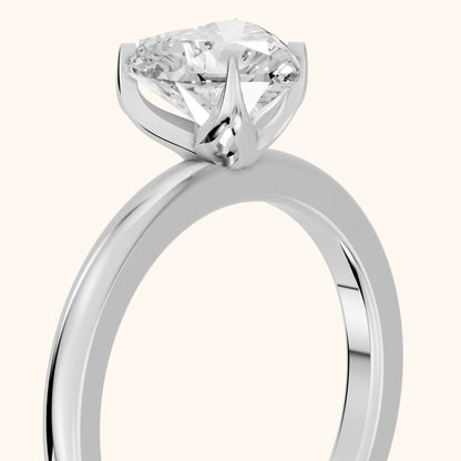 Serena Blossom Solitaire Heart Diamond Engagement Ring in Silver - slant-view.webp