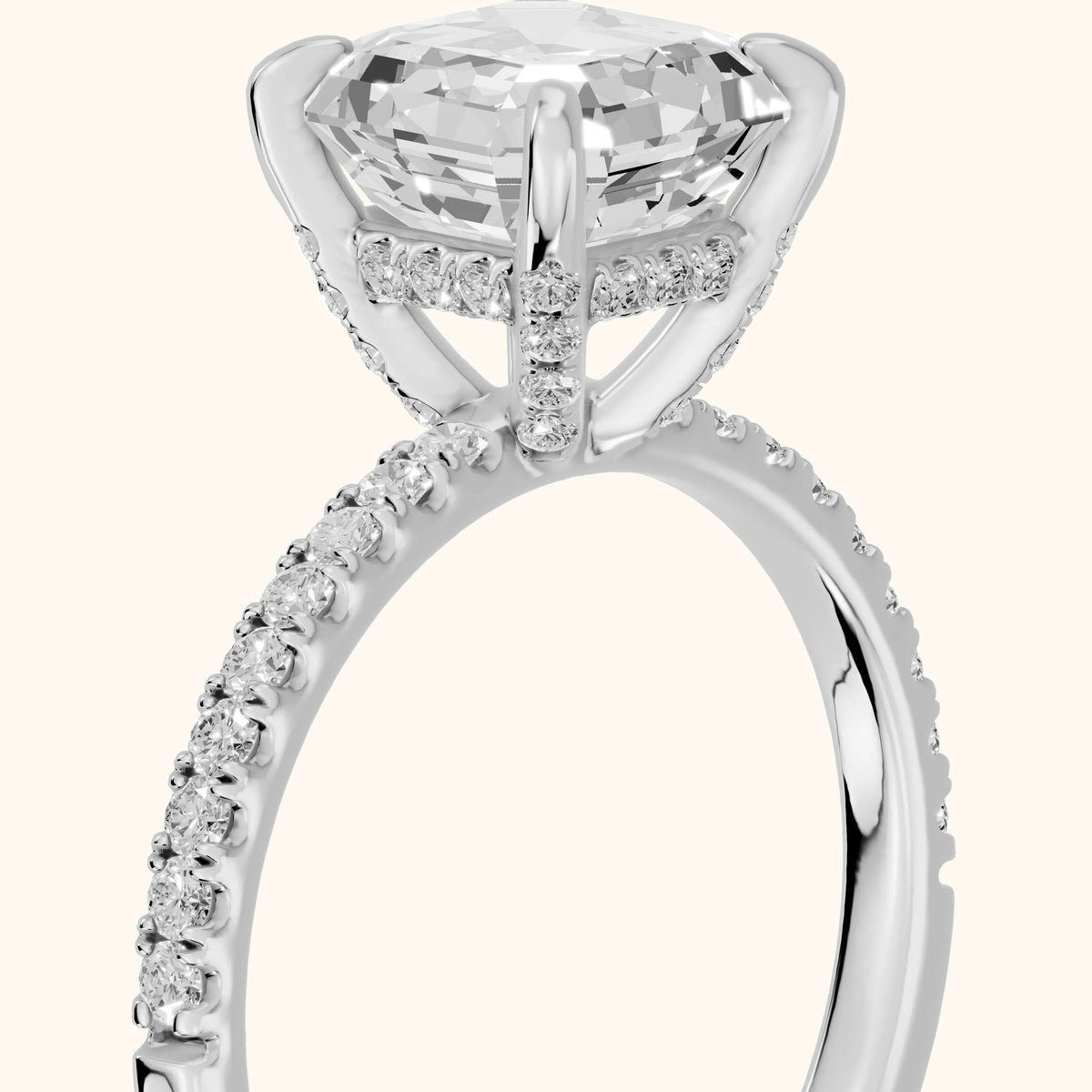 Beth Hidden Halo Pavé Asscher Diamond Engagement Ring in Silver - slant-view.webp