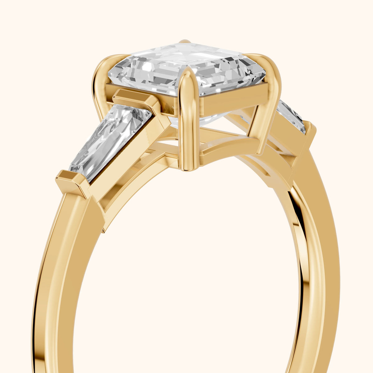 Winnie Three-Stone Asscher Diamond Engagement Ring in Yellow Gold - slant-view.webp