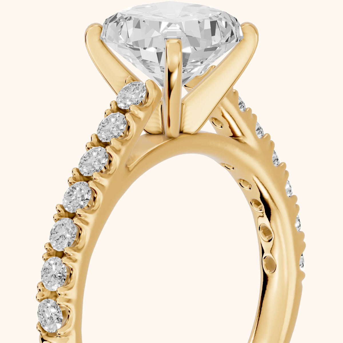 Keira Statement Pavé Cushion Diamond Engagement Ring in Yellow Gold - slant-view.webp