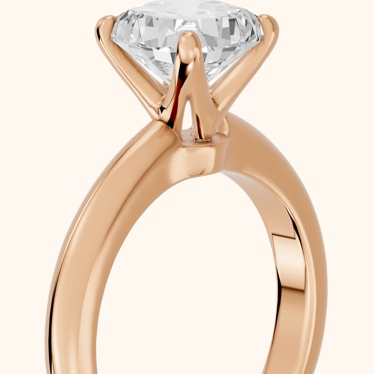 Clementine Solitaire Cushion Diamond Engagement Ring in Rose Gold - slant-view.webp