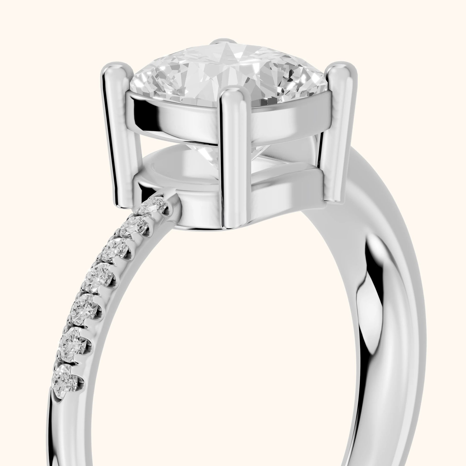 Rosie Solitaire Basket Cushion Diamond Engagement Ring in Platinum - slant-view.webp