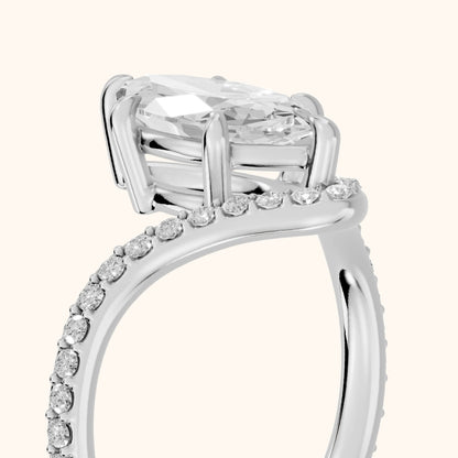 Alison Bypass Pavé Marquise Diamond Engagement Ring in Platinum - slant-view.webp