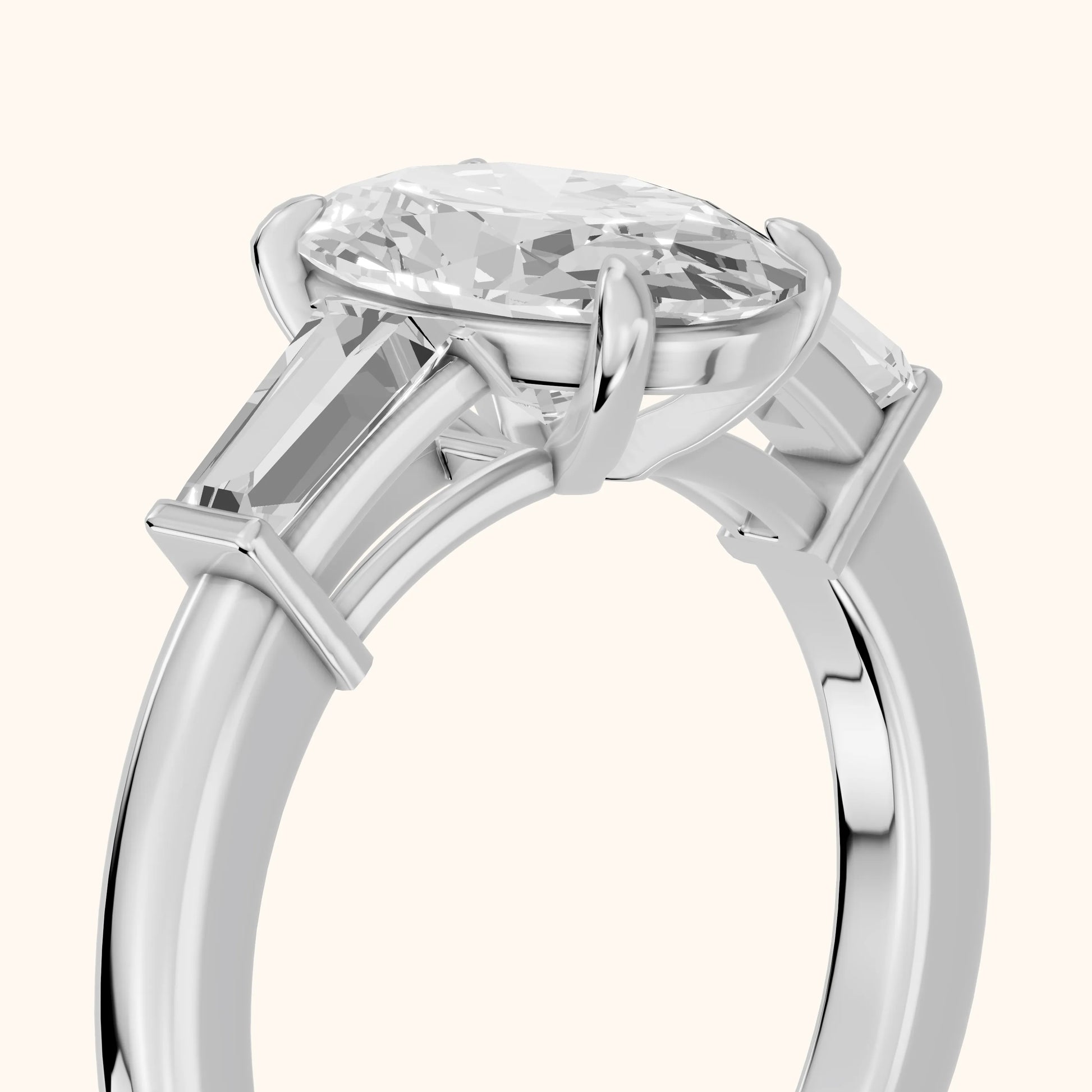 Zelda Tapered Baguette Oval Diamond Engagement Ring in Platinum - slant-view.webp