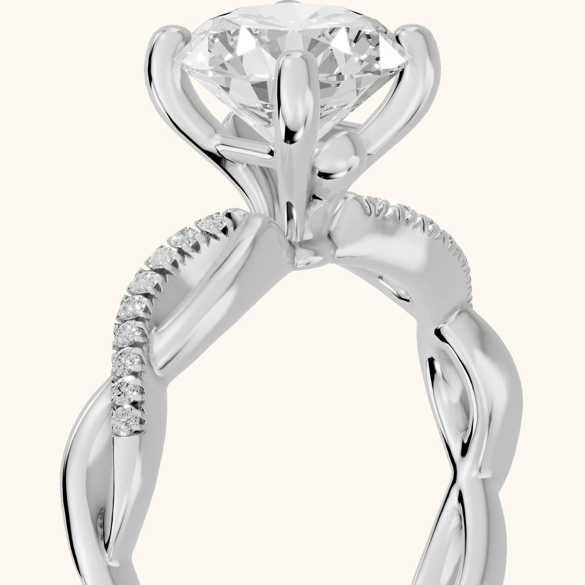 Carys Twist Pavé Round Diamond Engagement Ring in Silver - slant-view.webp