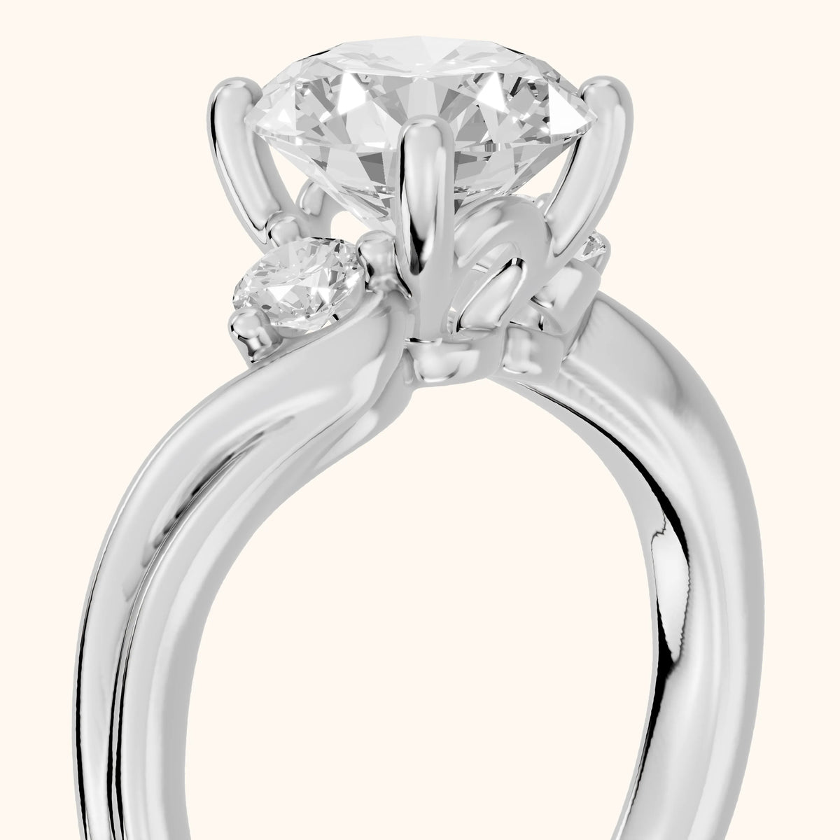 Rena Bypass Three-Stone Round Diamond Engagement Ring in Platinum - slant-view.webp
