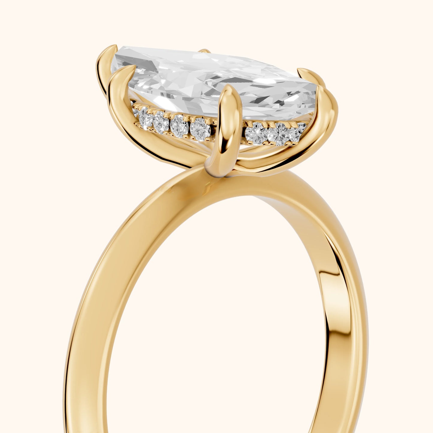 Amaya Hidden Halo Marquise Diamond Ring in Yellow Gold - slant-view.webp