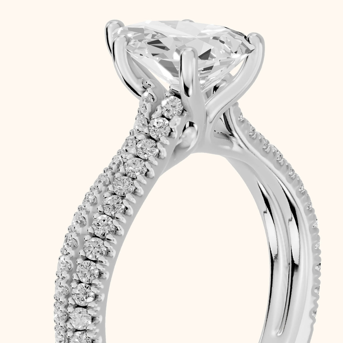 Ottilie Split Shank Pavé Pear Diamond Engagement Ring in Silver - slant-view.webp