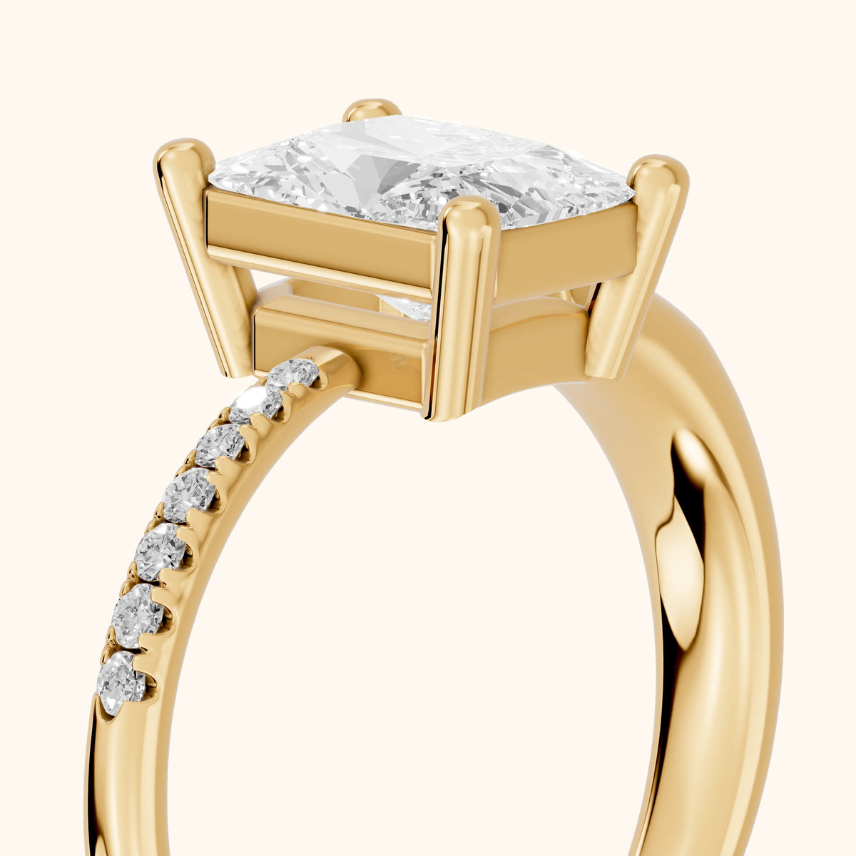 Rosie Solitaire Basket Radiant Diamond Engagement Ring in Yellow Gold - slant-view.webp