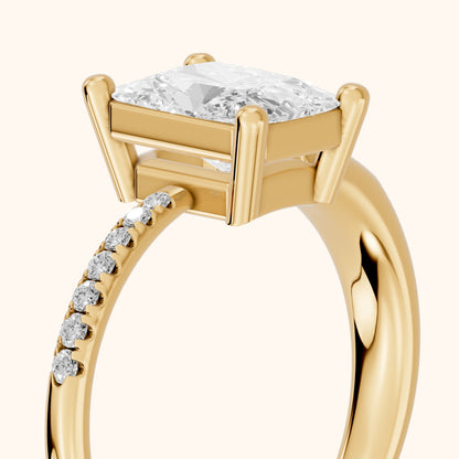 Rosie Solitaire Basket Radiant Diamond Engagement Ring in Yellow Gold - slant-view.webp