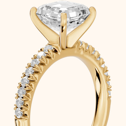 Iona French Pavé Asscher Diamond Engagement Ring in Yellow Gold - slant-view.webp