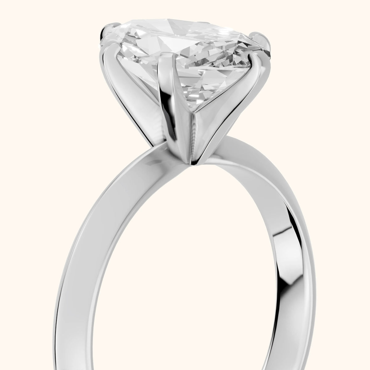Hailey Solitaire Knife Edge Oval Diamond Engagement Ring in Platinum - slant-view.webp