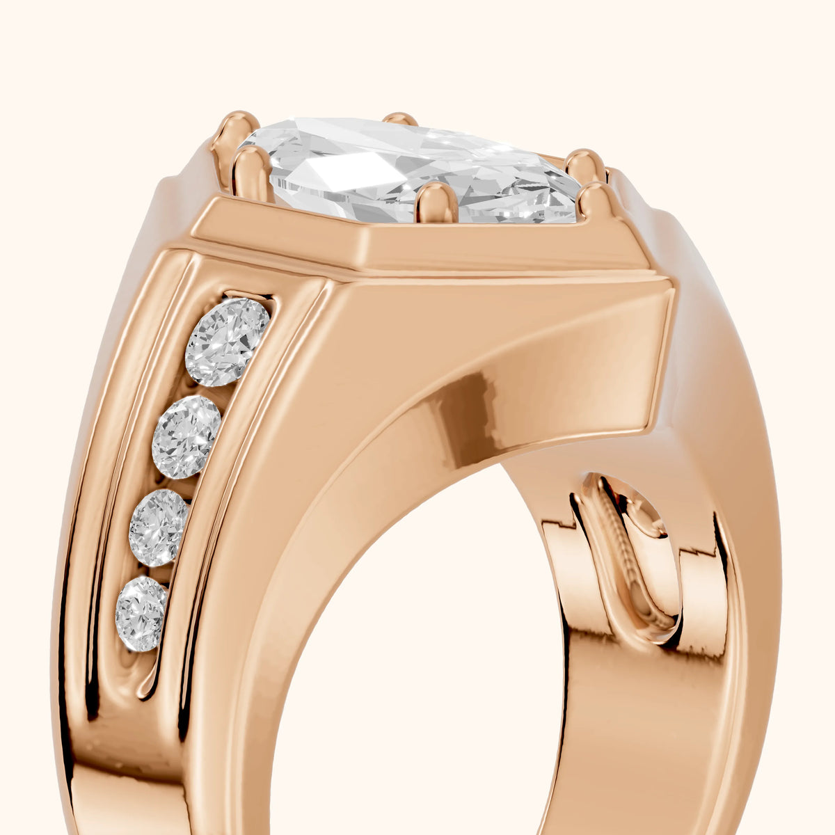 Cody Statement Channel Set Marquise Diamond Engagement Ring in Rose Gold - slant-view.webp