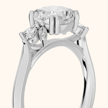 Cary Vine Cluster Cushion Diamond Engagement Ring in Silver - slant-view.webp