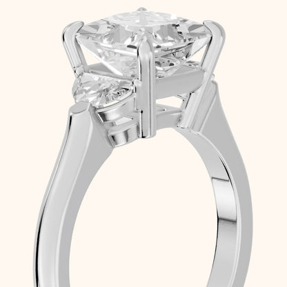 Elia Half-Moon Three-Stone Princess Diamond Engagement Ring in Silver - slant-view.webp