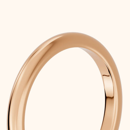 Justine Classic Low Dome Wedding Band in Rose Gold - slant-view