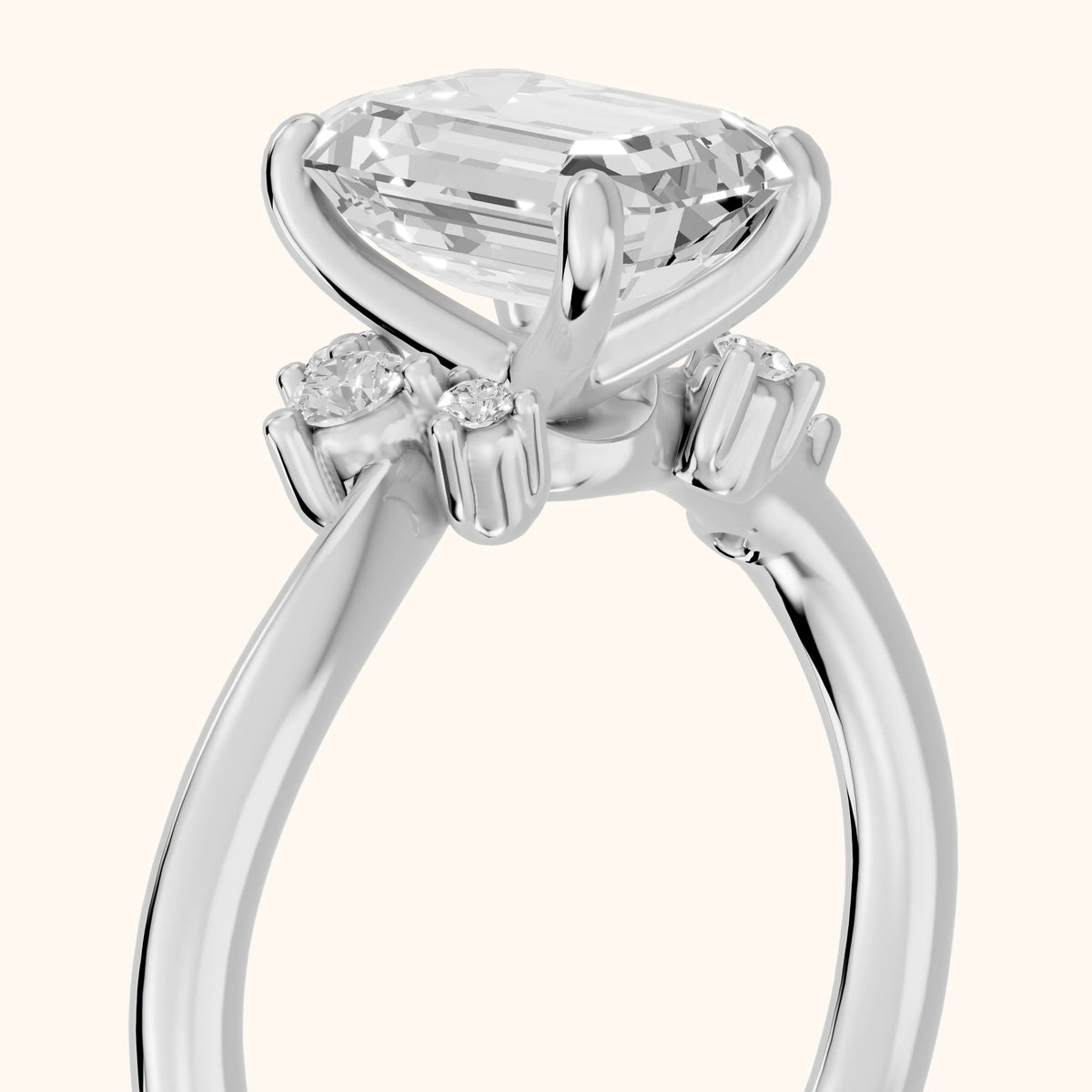 Yvette Bypass Emerald Diamond Engagement Ring in Silver - slant-view.webp