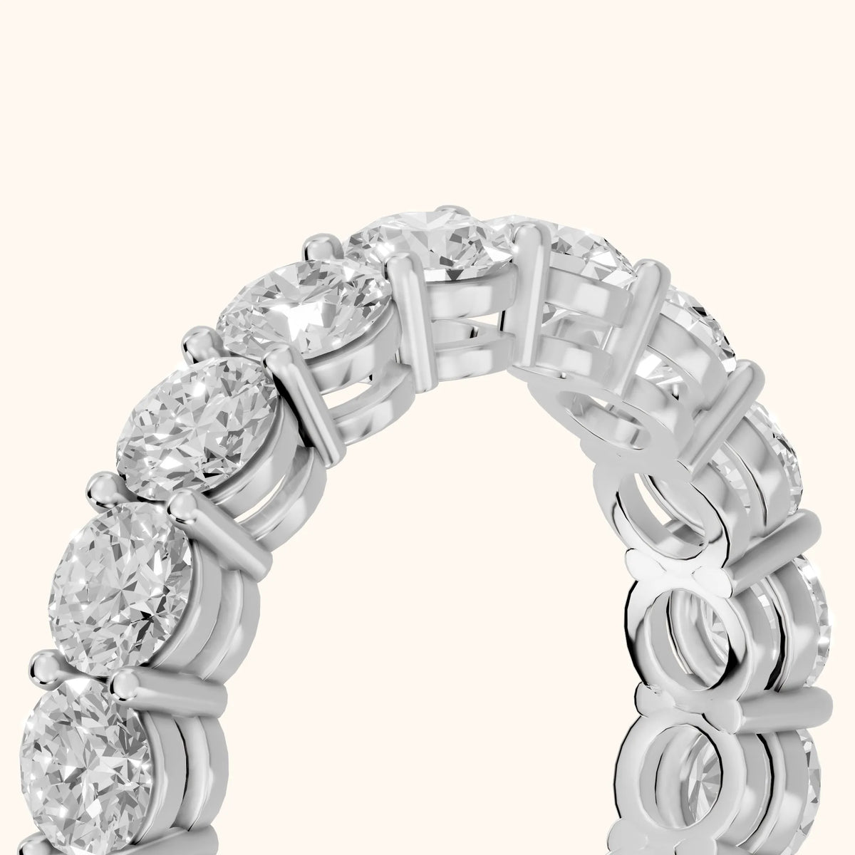 Camille Shared Prong Round Diamond Eternity Band in Platinum - slant-view