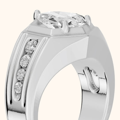 Cody Statement Channel Set Pear Diamond Engagement Ring in Silver - slant-view.webp