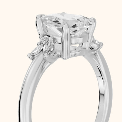 Avon Leaf Cluster Pear Diamond Engagement Ring in Platinum - slant-view.webp