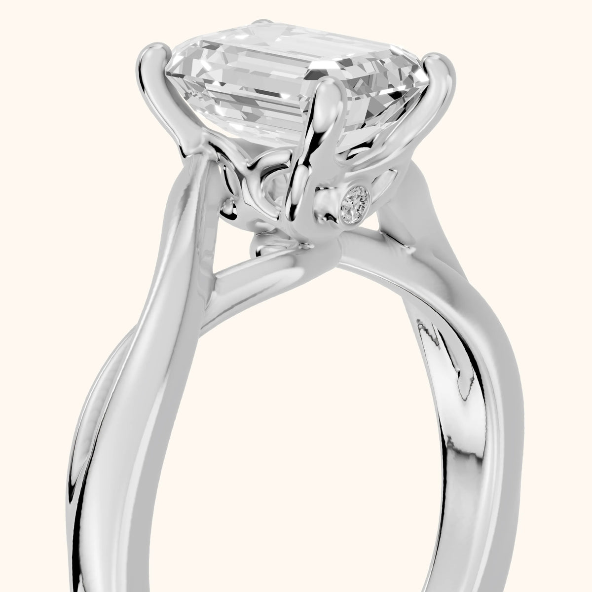 Britta Twist Emerald Diamond Engagement Ring in Silver - slant-view.webp