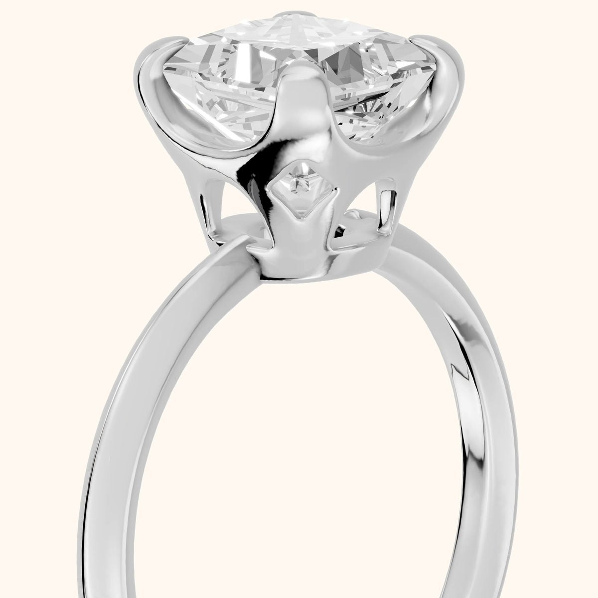 Adele Crown Solitaire Princess Diamond Engagement Ring in Silver - slant-view.webp