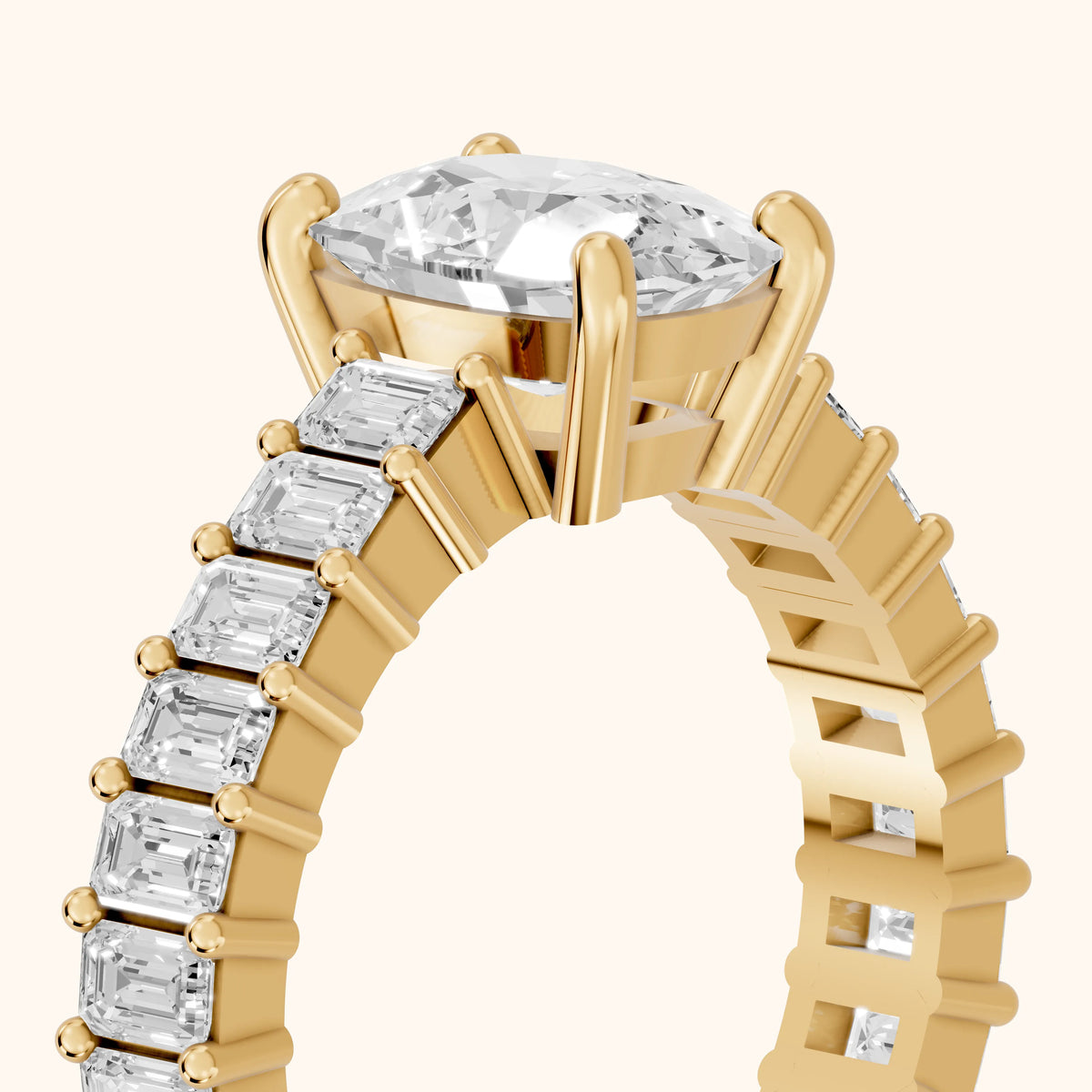 Mallory Shared Prong Cushion Diamond Engagement Ring in Yellow Gold - slant-view.webp