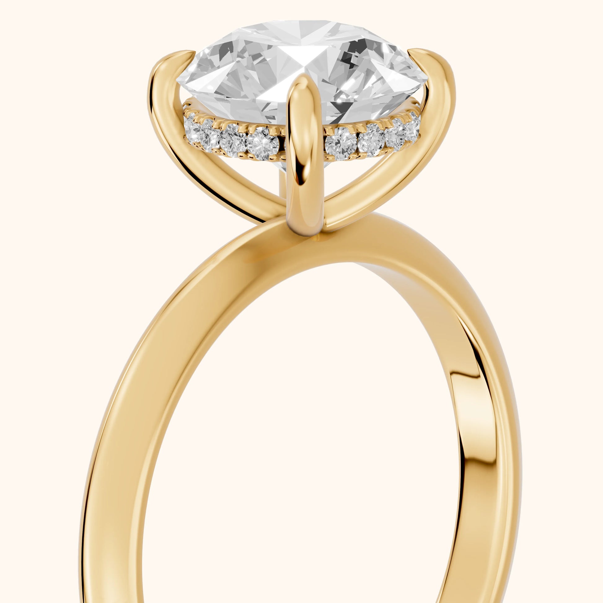 Amaya Hidden Halo Round Diamond Ring in Yellow Gold - slant-view.webp