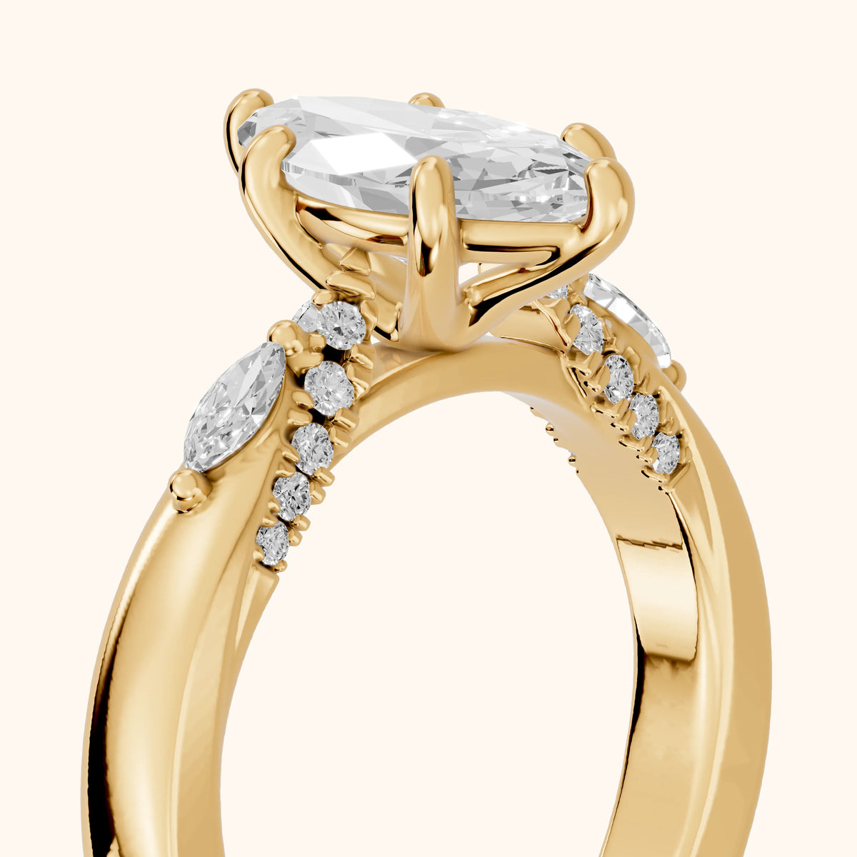 Tahoe Marquise-Side Pavé Marquise Diamond Engagement Ring in Yellow Gold - slant-view.webp