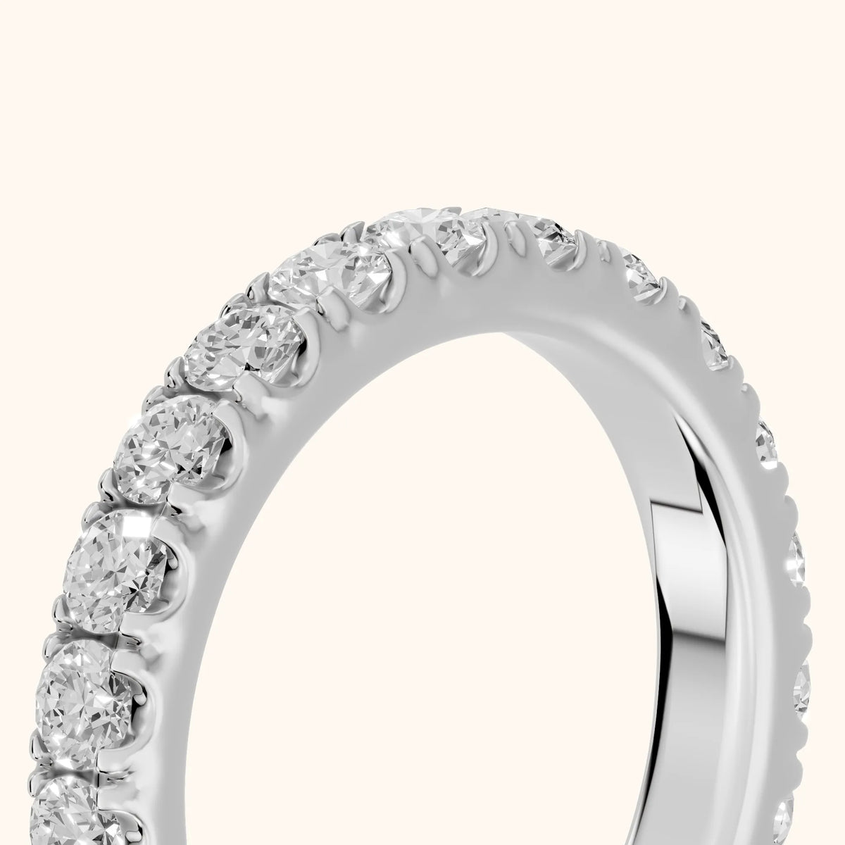 Ramona Shared Prong Round Diamond Eternity Band in Silver - slant-view