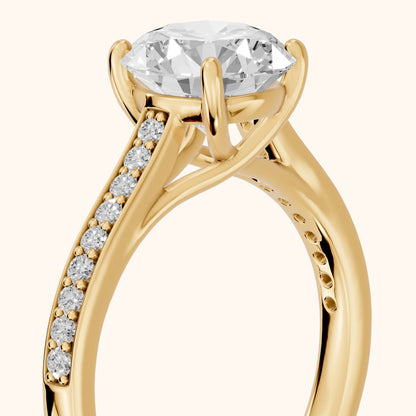 Nancy Trellis Pavé Round Diamond Engagement Ring in Yellow Gold - slant-view.webp