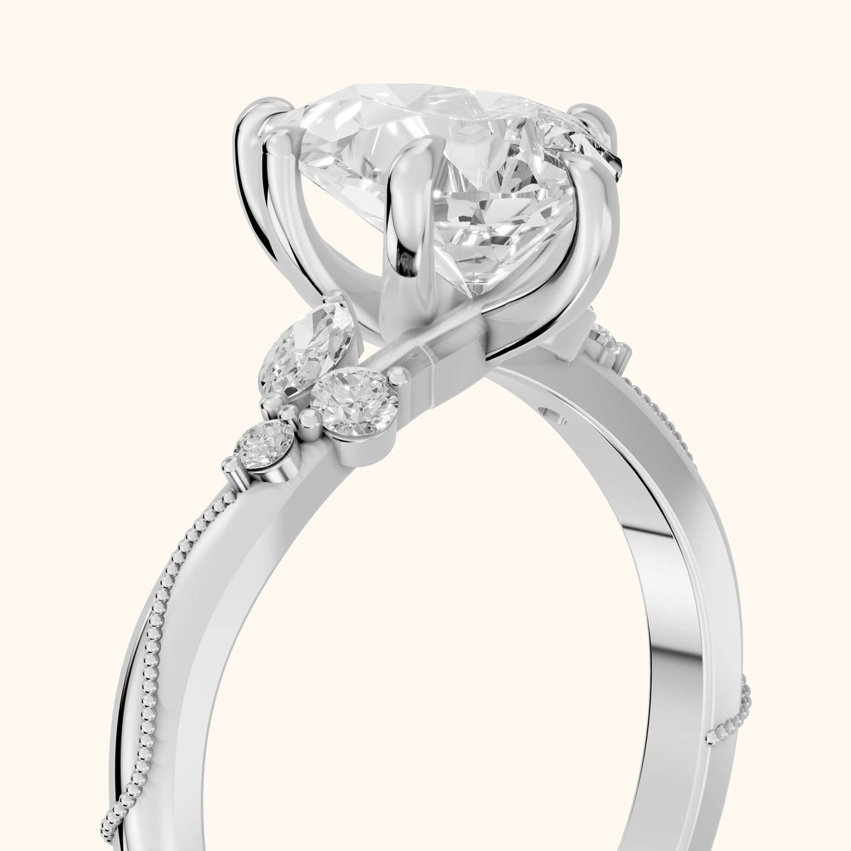 Joanna Milgrain Twist Pear Diamond Engagement Ring in Platinum - slant-view.webp
