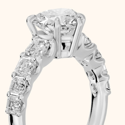 Sonja Graduated Pavé Heart Diamond Engagement Ring in Silver - slant-view.webp