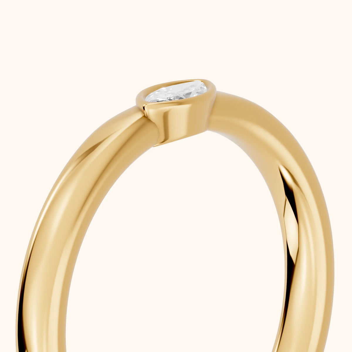 Renee Bezel Marquise Diamond Wedding Band in Yellow Gold - slant-view