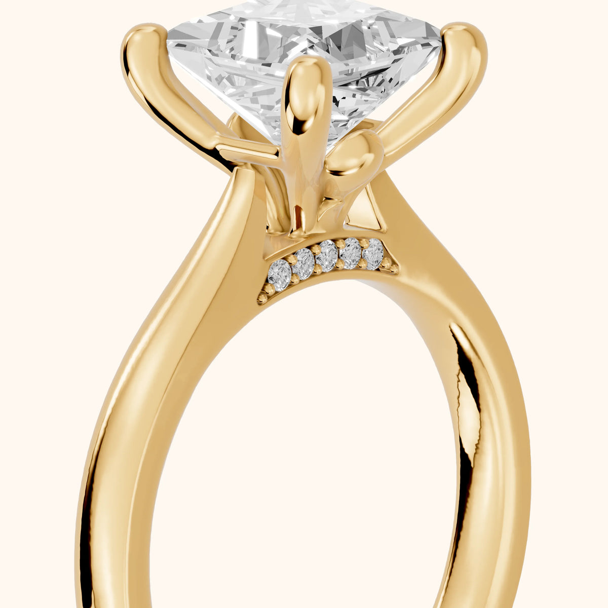 Sofia Cathedral Princess Diamond Engagement Ring in Yellow Gold - slant-view.webp