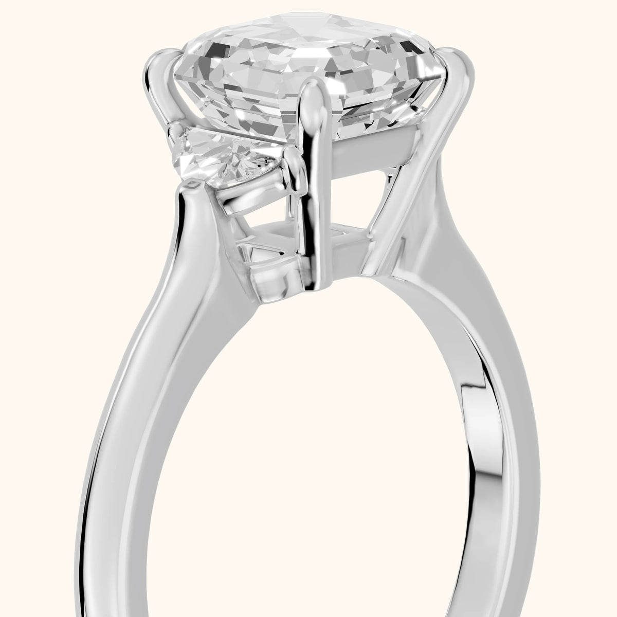 Hilary Half-Moon Three-Stone Asscher Diamond Engagement Ring in Silver - slant-view.webp