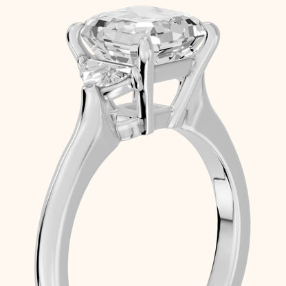 Hilary Half-Moon Three-Stone Asscher Diamond Engagement Ring in Silver - slant-view.webp
