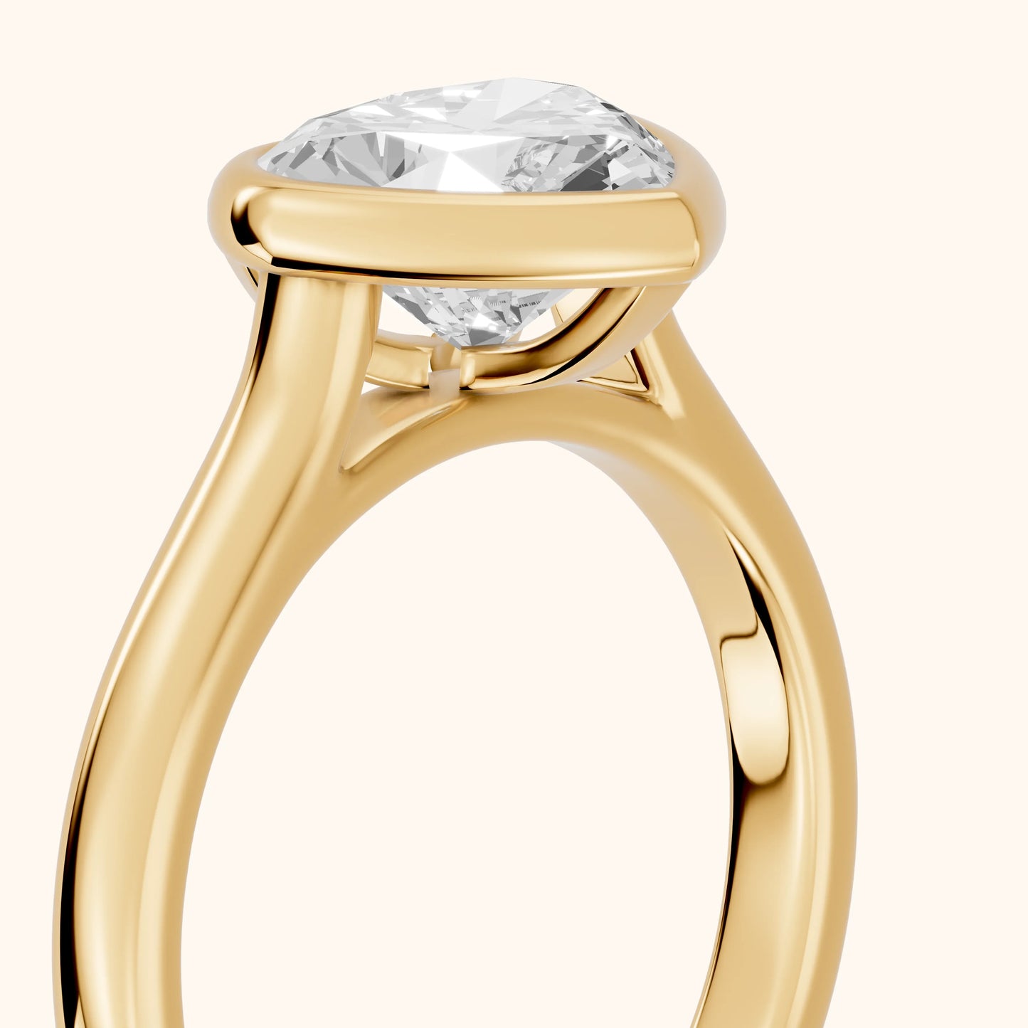 Jolie Bezel Solitaire Heart Diamond Engagement Ring in Yellow Gold - slant-view.webp