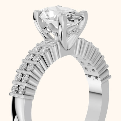 Honor Sidestone Oval Diamond Engagement Ring in Platinum - slant-view.webp
