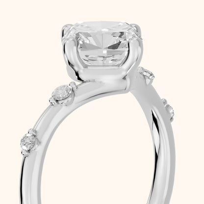 Klara Chevron Cushion Diamond Engagement Ring in Platinum - slant-view.webp