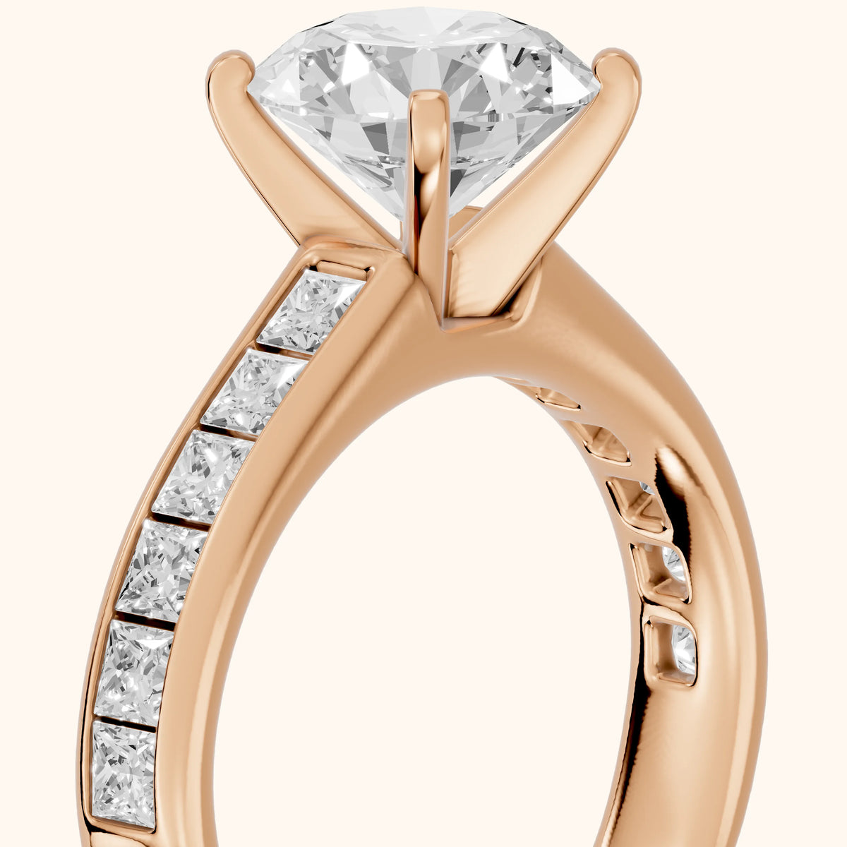 Frisco Channel Set Round Diamond Engagement Ring in Rose Gold - slant-view.webp